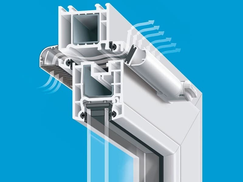Ventilation flap on a PVC window profile