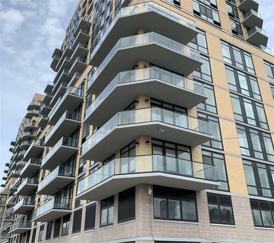 Modern building with glass balconies