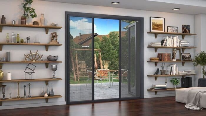 Pleated insect screen on a sliding door
