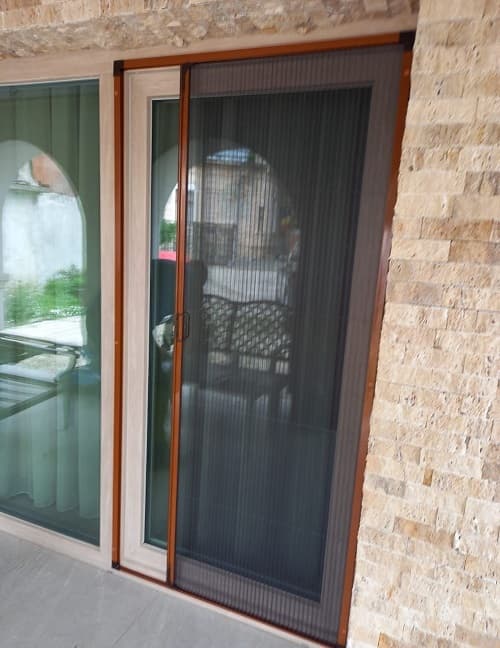 Pleated insect screen on a sliding door