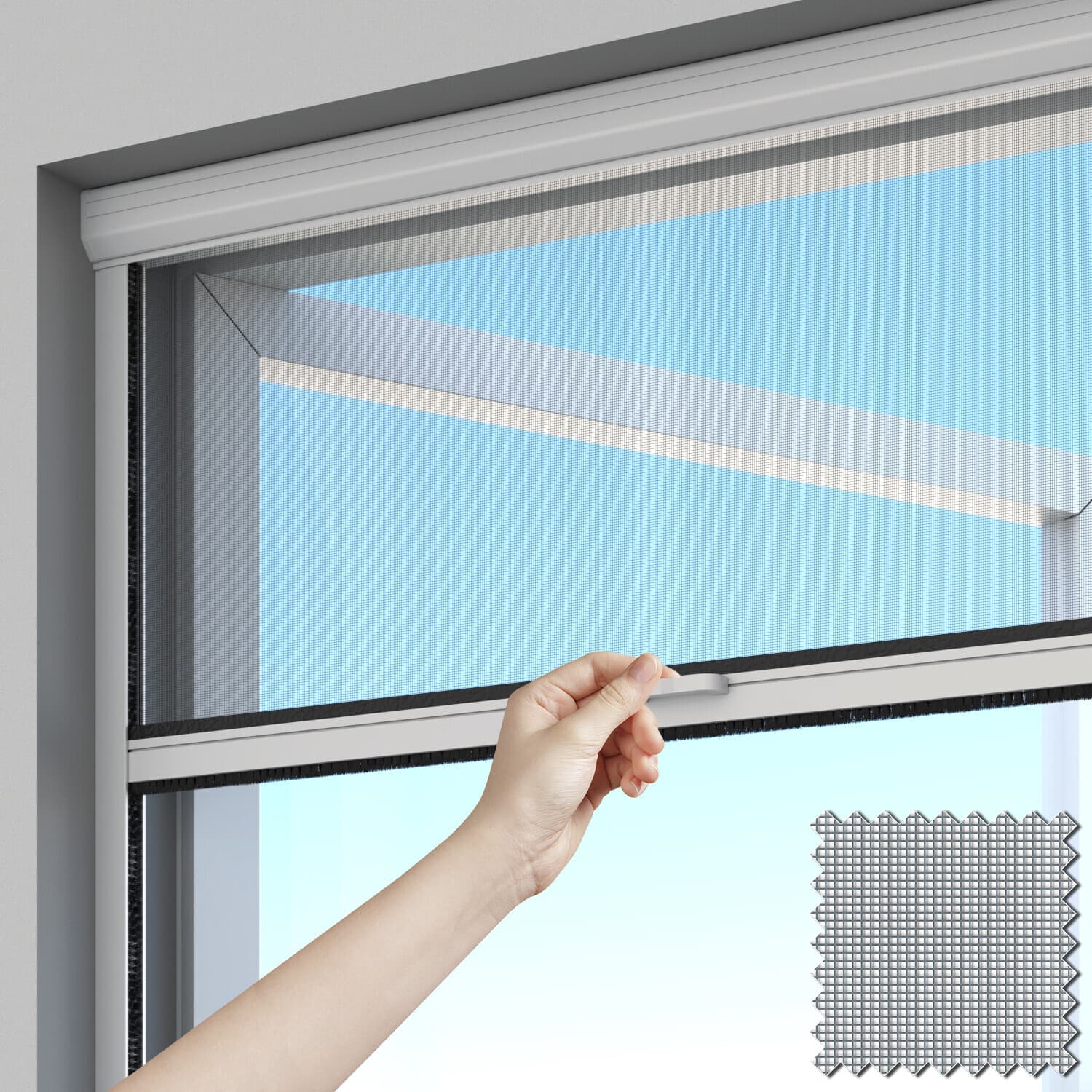 Roller insect screen mounted on a window