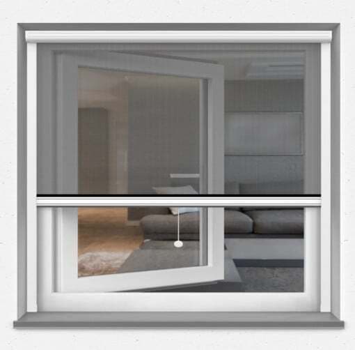 Roller insect screen mounted on a window